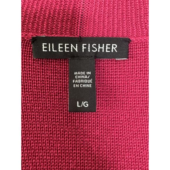 Eileen Fisher Sweater Womens Large Pink Open Front Cardigan Tencel Silk Blend - Picture 3 of 8